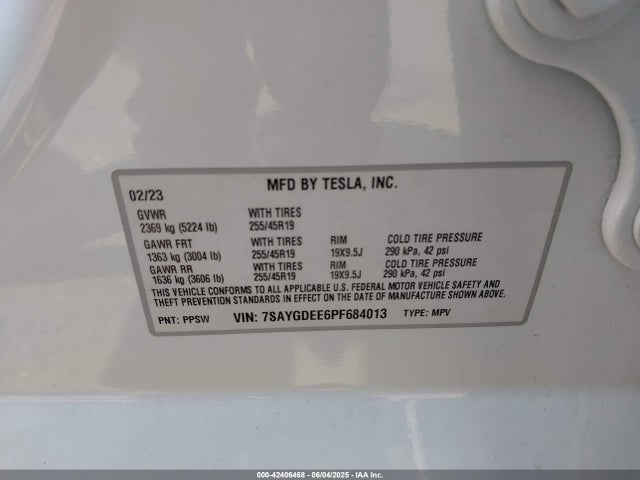 2023 TESLA MODEL Y 7SAYGDEE6PF684013 Photo 8