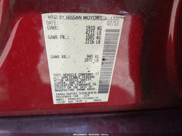 1N4AL3AP3EC106866 Nissan Altima 2.5 S