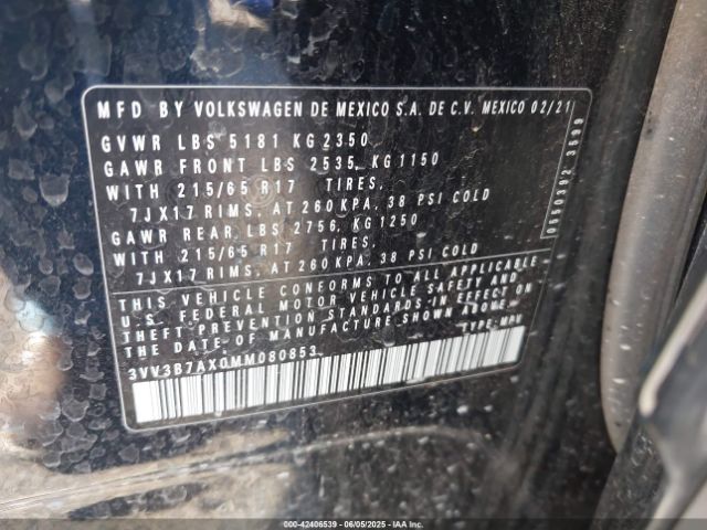 2021 VOLKSWAGEN TIGUAN 3VV3B7AX0MM080853 Photo 8