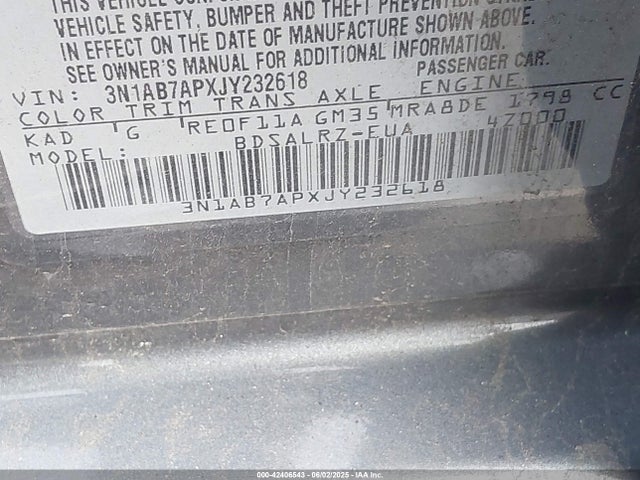 3N1AB7APXJY232618 Nissan SENTRA SR