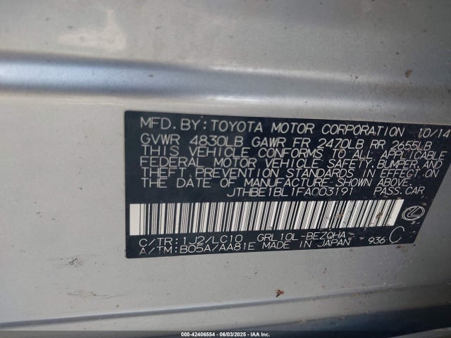42406554 :رقم المزاد ، JTHBE1BL1FA003191 vin ، 2015 Lexus Gs 350 مزاد بيع
