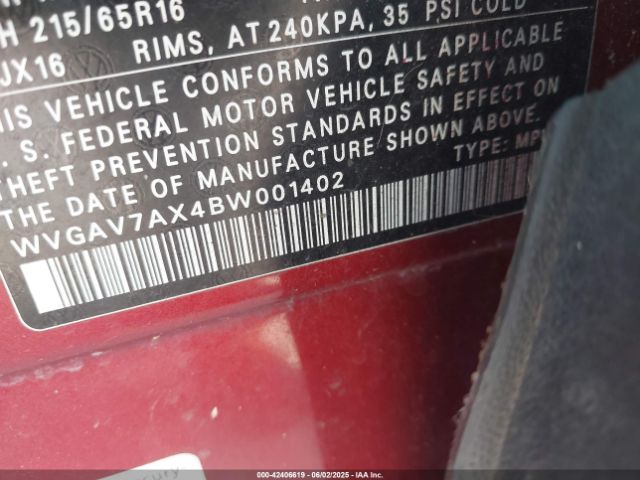 2011 VOLKSWAGEN TIGUAN WVGAV7AX4BW001402 Photo 8