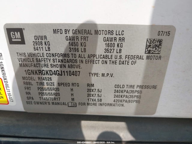 1GNKRGKD4GJ110407 Chevrolet Traverse 1lt