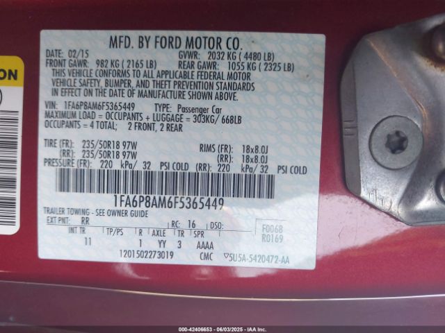1FA6P8AM6F5365449 Ford Mustang V6