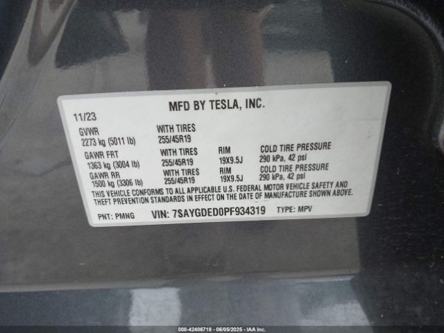 2023 TESLA MODEL Y 7SAYGDED0PF934319 Photo 8