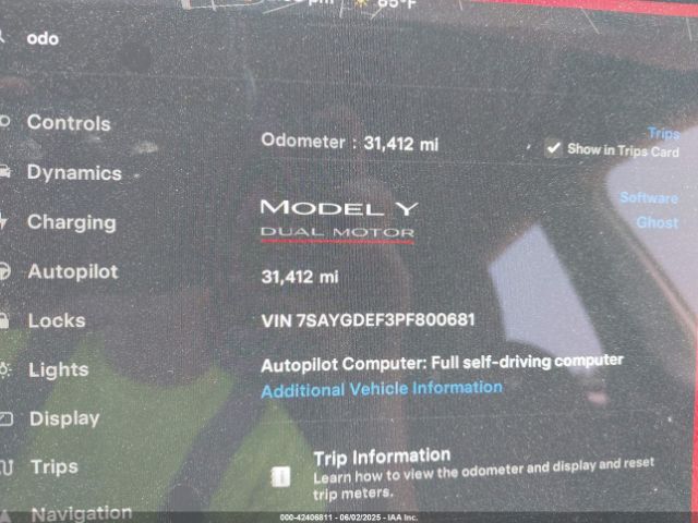 2023 TESLA MODEL Y 7SAYGDEF3PF800681 Photo 6