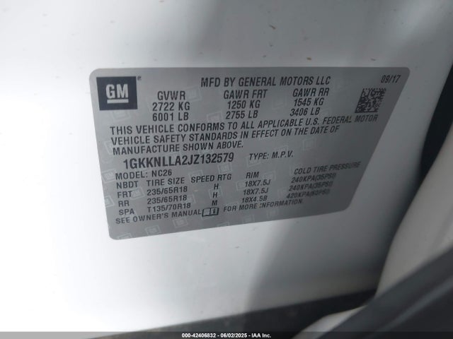 1GKKNLLA2JZ132579 GMC lcv - spark ignited direct injection, variable valve timing, dcvcp, e85 max, e0-e100, alum