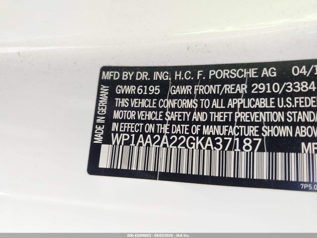 Porsche Cayenne 2016 WP1AA2A22GKA37187 Image 9
