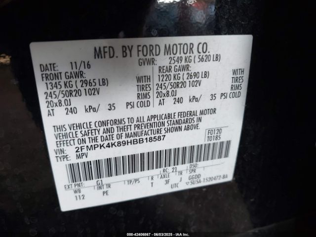 2017 FORD EDGE 2FMPK4K89HBB18587 Photo 8