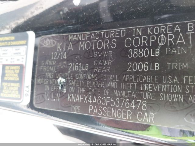 KNAFX4A60F5376478 KIA FORTE LX