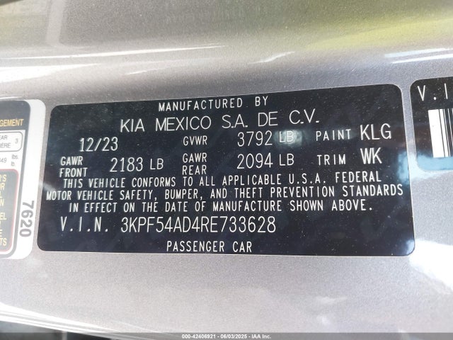 3KPF54AD4RE733628 KIA mpi nu
