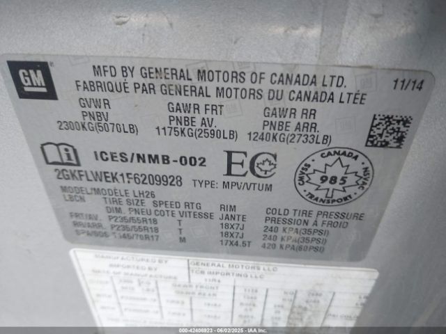 2GKFLWEK1F6209928 GMC Terrain Sle-2