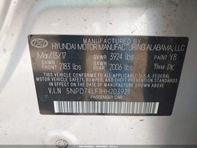 Hyundai Elantra 2017 5NPD74LF1HH203921 Image 9