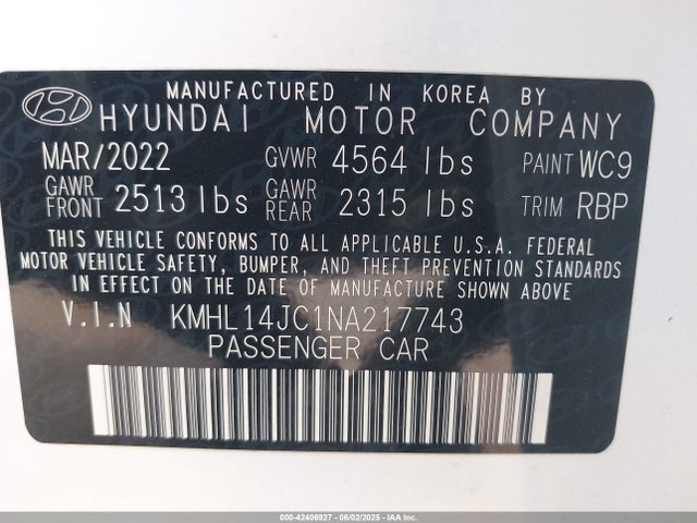 KMHL14JC1NA217743 Hyundai t-gdi theta iii