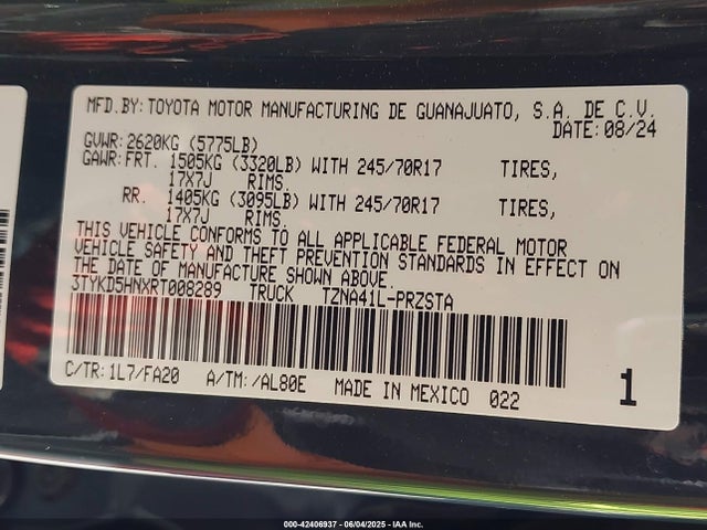 3TYKD5HNXRT008289 Toyota t24a-fts