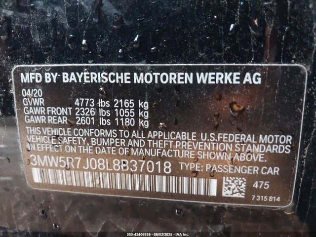 3MW5R7J08L8B37018 BMW 2020