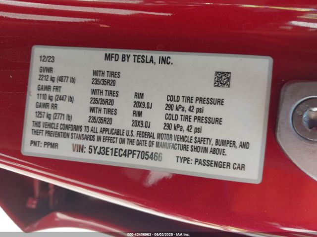 2023 TESLA MODEL 3 5YJ3E1EC4PF705466 Photo 8