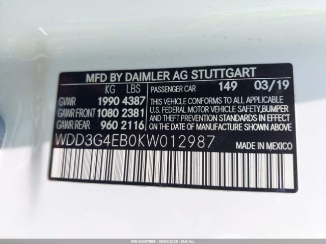 2019 MERCEDES-BENZ A 220 WDD3G4EB0KW012987 Photo 8