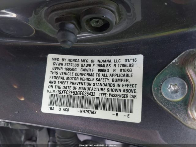 19XFC2F53GE026433 Honda Civic Lx