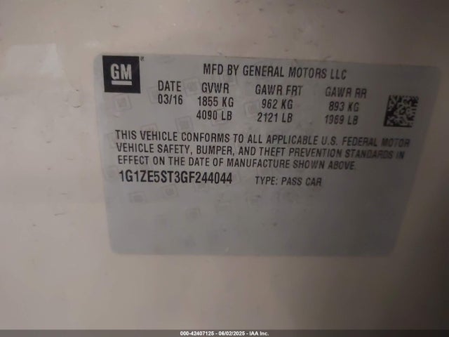 1G1ZE5ST3GF244044 Chevrolet lfv - di: direct injection, vvt, gen1 gmna