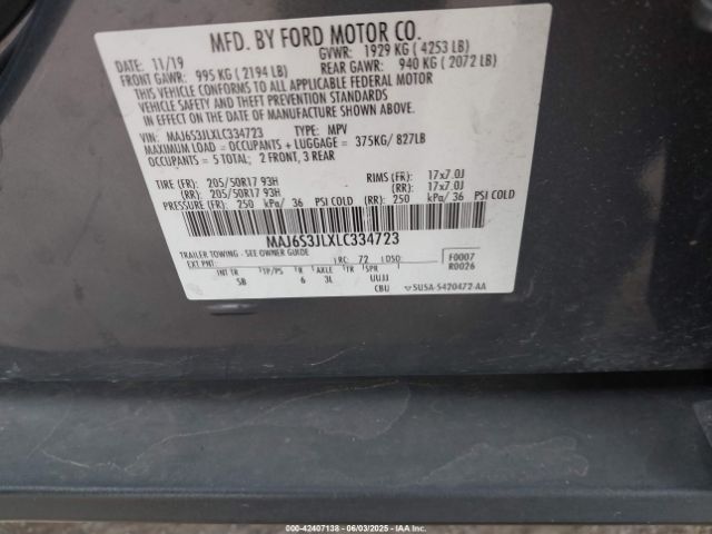 MAJ6S3JLXLC334723 Ford 2020