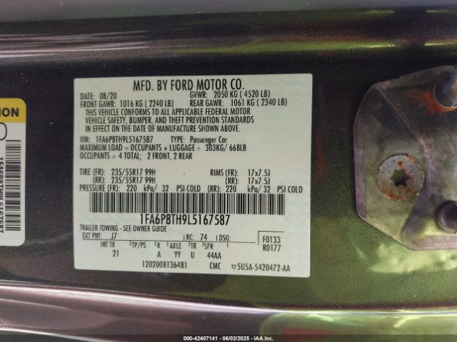 2020 FORD MUSTANG 1FA6P8TH9L5167587 Photo 8