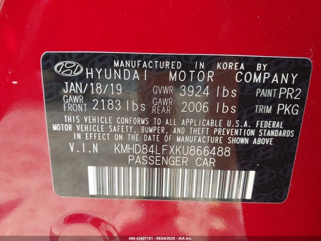 Hyundai mpi nu 2019 KMHD84LFXKU866488 Image 9
