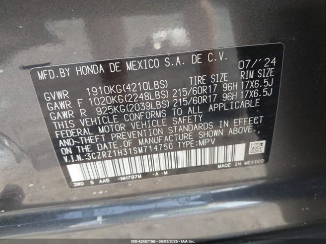 3CZRZ1H31SM714750 Honda k20z5