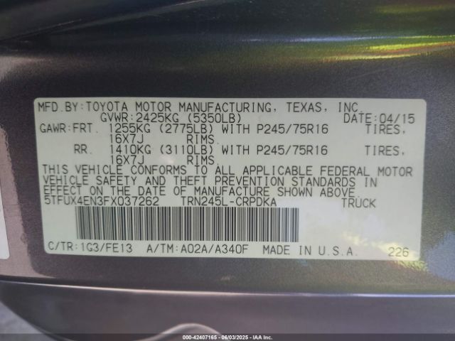 5TFUX4EN3FX037262 Toyota 2tr-fe