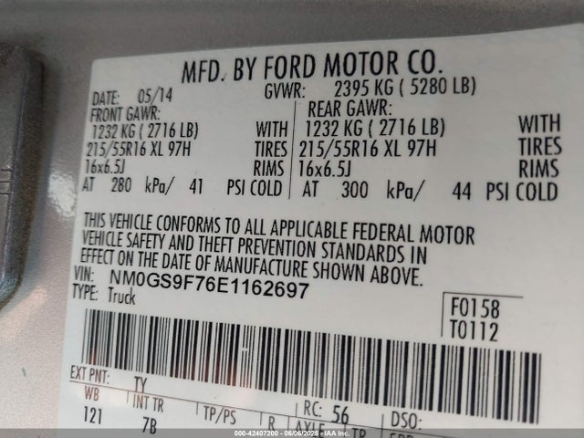 NM0GS9F76E1162697 Ford 2014