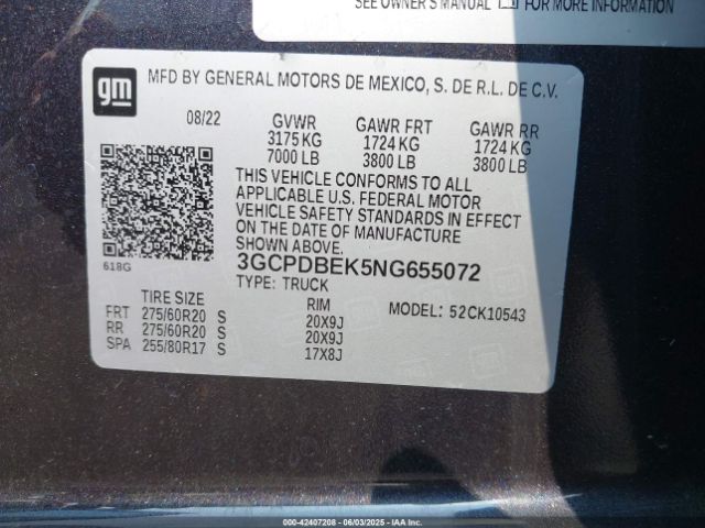 2022 CHEVROLET SILVERADO 1500 3GCPDBEK5NG655072 Photo 8
