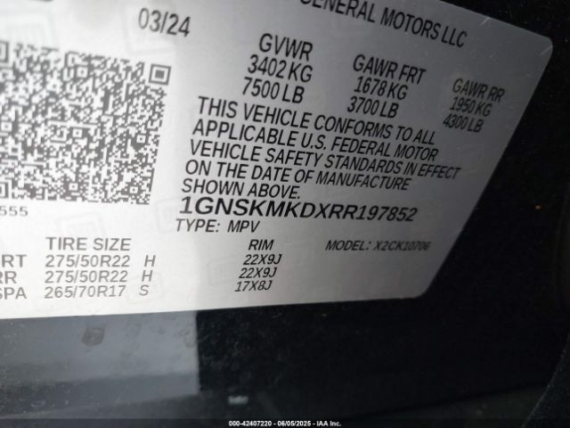 1GNSKMKDXRR197852 Chevrolet l84