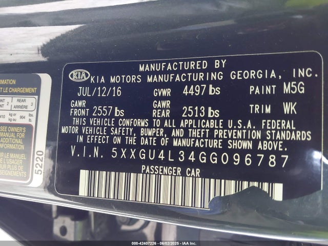 5XXGU4L34GG096787 KIA t-gdi theta ii