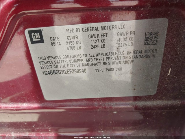 Buick luk - di, alum, bas, ecotec 2014 1G4GB5GR2EF299940 Image 9