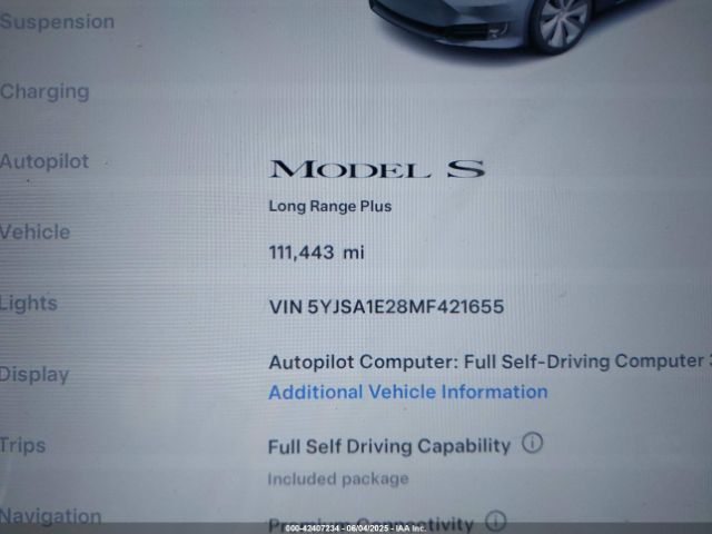 5YJSA1E28MF421655 Tesla 2021