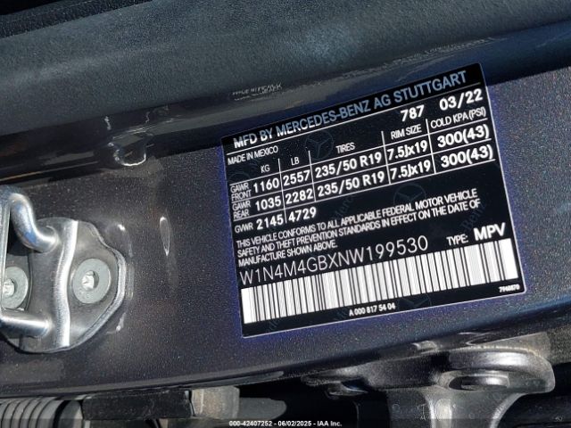 W1N4M4GBXNW199530 Mercedes-Benz GLB 250