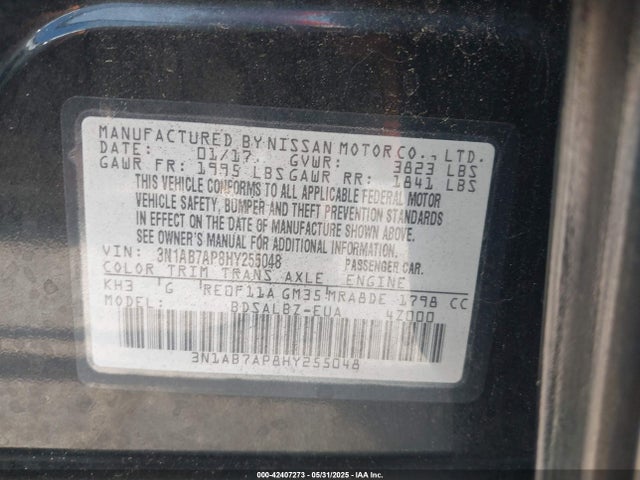 Nissan SENTRA S 2017 3N1AB7AP8HY255048 Image 9