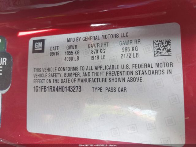 2017 CHEVROLET CAMARO 1G1FB1RX4H0143273 Photo 8