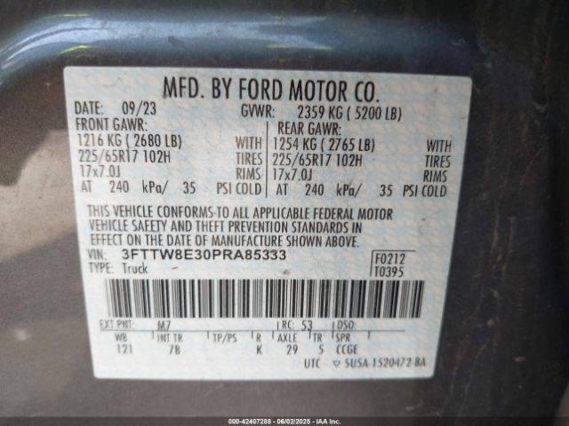 3FTTW8E30PRA85333 Ford Maverick Xlt