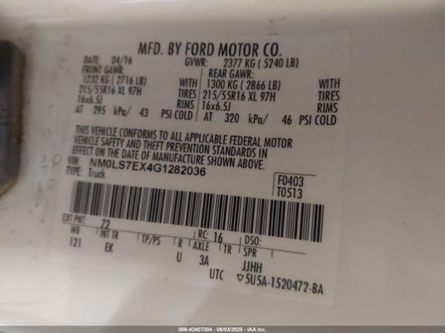 NM0LS7EX4G1282036 Ford Transit Connect Xl