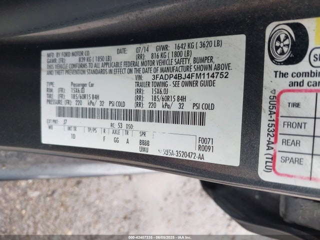 3FADP4BJ4FM114752 Ford 2015