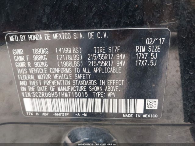 3CZRU6H51HM715015 Honda HR-V EX