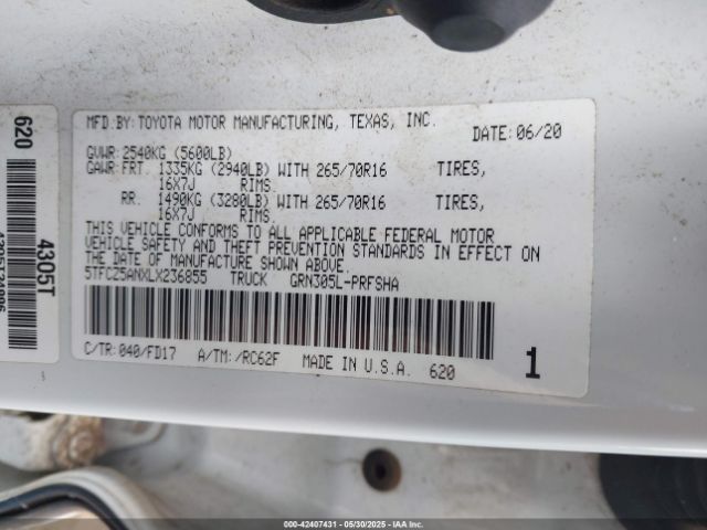 2020 TOYOTA TACOMA 5TFCZ5ANXLX236855 Photo 8