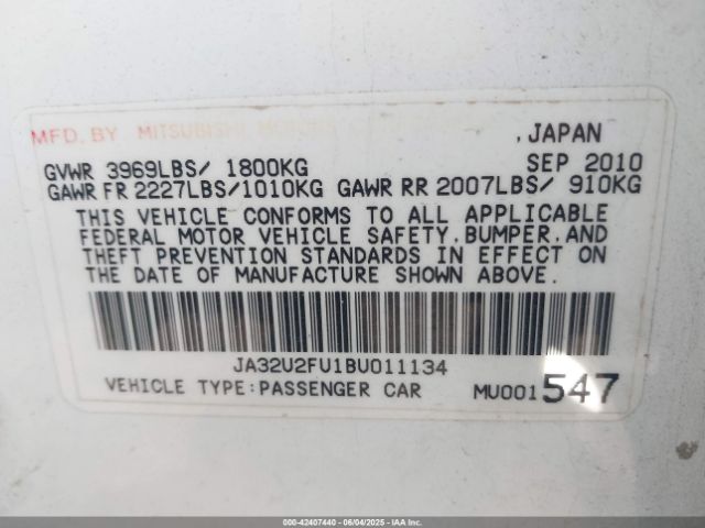 2011 MITSUBISHI LANCER JA32U2FU1BU011134 Photo 8