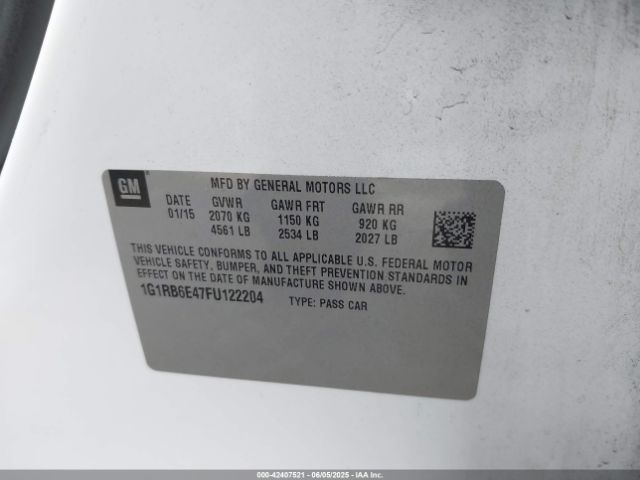 1G1RB6E47FU122204 Chevrolet luu - ffv, e-flex, fam 0