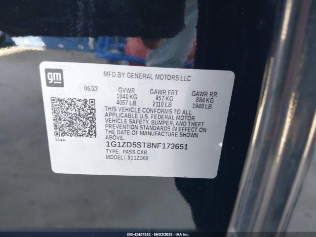 2022 CHEVROLET MALIBU 1G1ZD5ST8NF173651 Photo 8