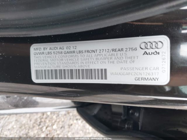2012 AUDI A6 WAUGGAFC2CN126317 Photo 8