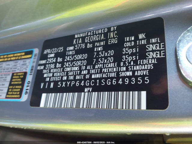 5XYP64GC1SG649355 KIA gdi lambda ii