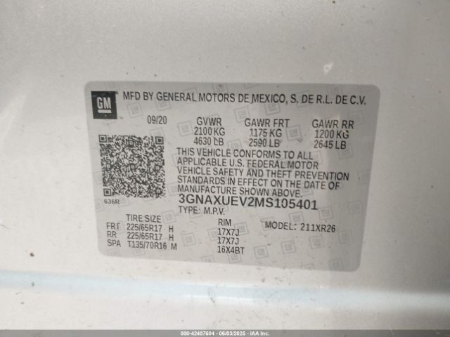 2021 CHEVROLET EQUINOX 3GNAXUEV2MS105401 Photo 8