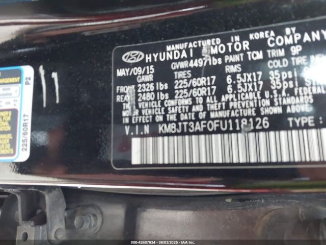 KM8JT3AF0FU118126 Hyundai dohc gdi nu